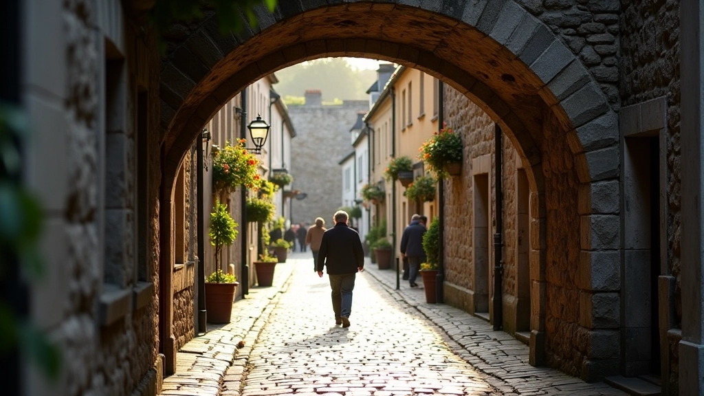 Medieval stone archway in historic Kilkenny street